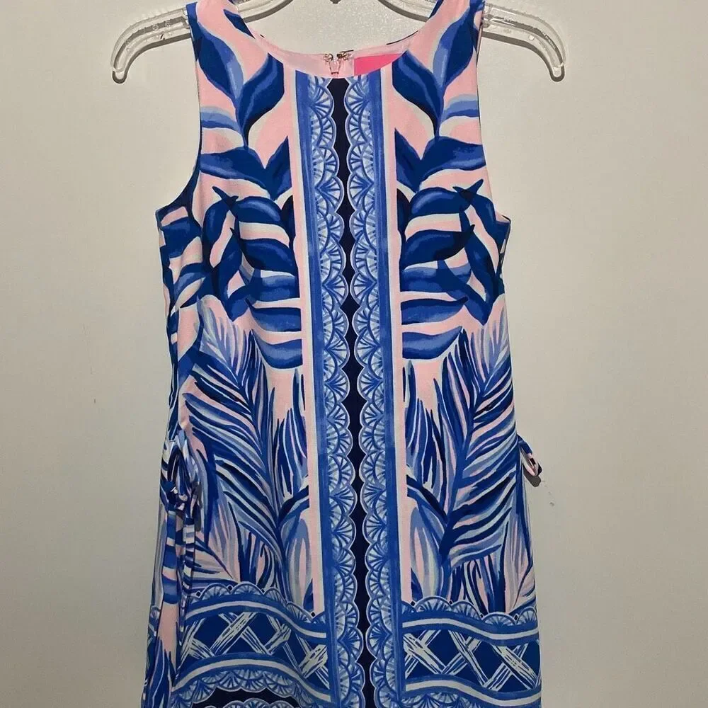 Lilly Pulitzer Women's Blue Pink Donna Heat Wave Tropics Sleeveless Dress‎ Sz 00